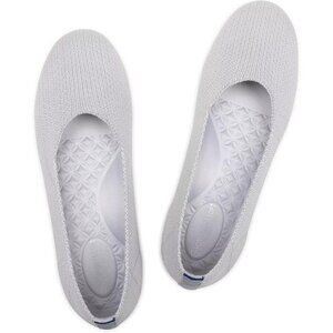 Frank Mully Women’s Light Gray Knit Fabric Round Toe Slip On Ballet Flat Shoes